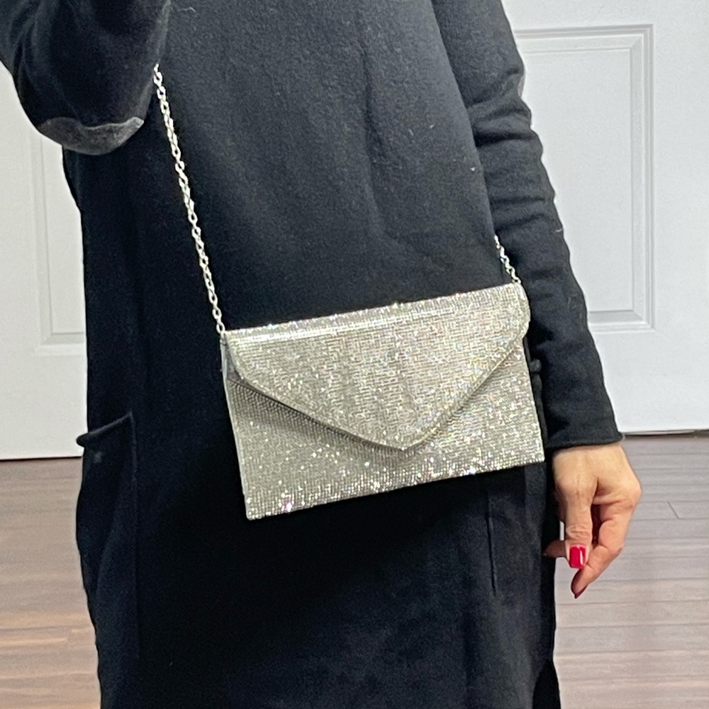 Ester & Lilly Silver Strass Night Purse Clutch with Detachable Straps - Picture 4 of 13